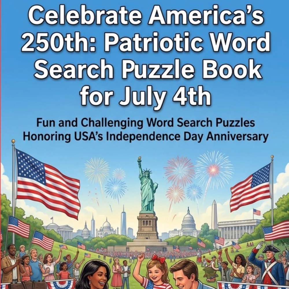 Patriotic Word Search Puzzle Book for July 4th - Red, White & Blue